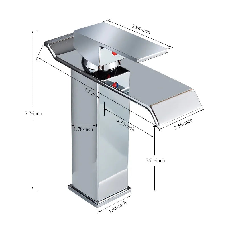 Deck Mounted Bathroom Basin Faucet Waterfall Vanity Sink Hot and Cold Water Mixer