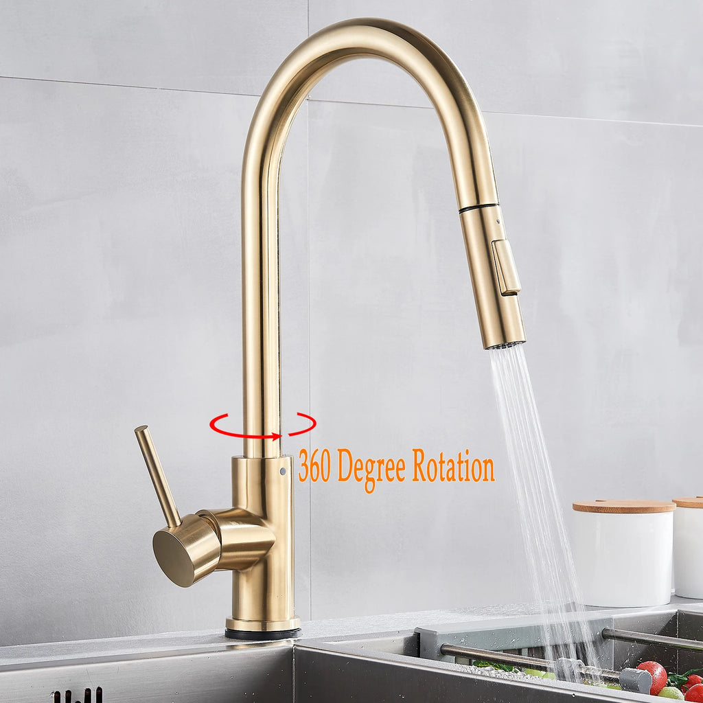 Deck Mounted 360 Rotation Sensor Tap Cold and Hot Water Mixer Tap Battery Powered