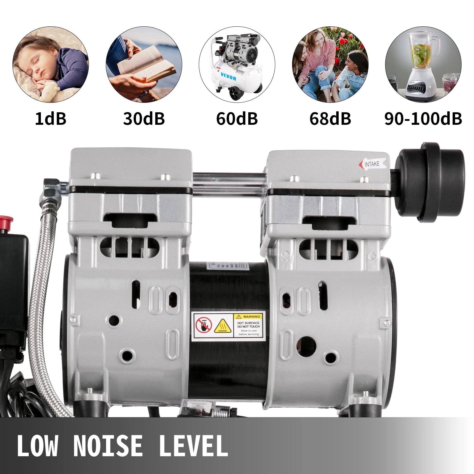 25/60L Air Compressor 110V/240V Oil-Free Air Compressor