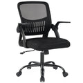 Ergonomic Mid Back Desk with Lumbar Support 360° Swivel Height Adjustable with Flip-up Armrest