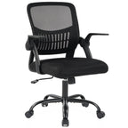 Ergonomic Mid Back Desk with Lumbar Support 360° Swivel Height Adjustable with Flip-up Armrest