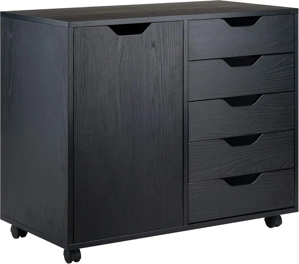 Mobile Cabinet with 5 Drawers and Side Storage