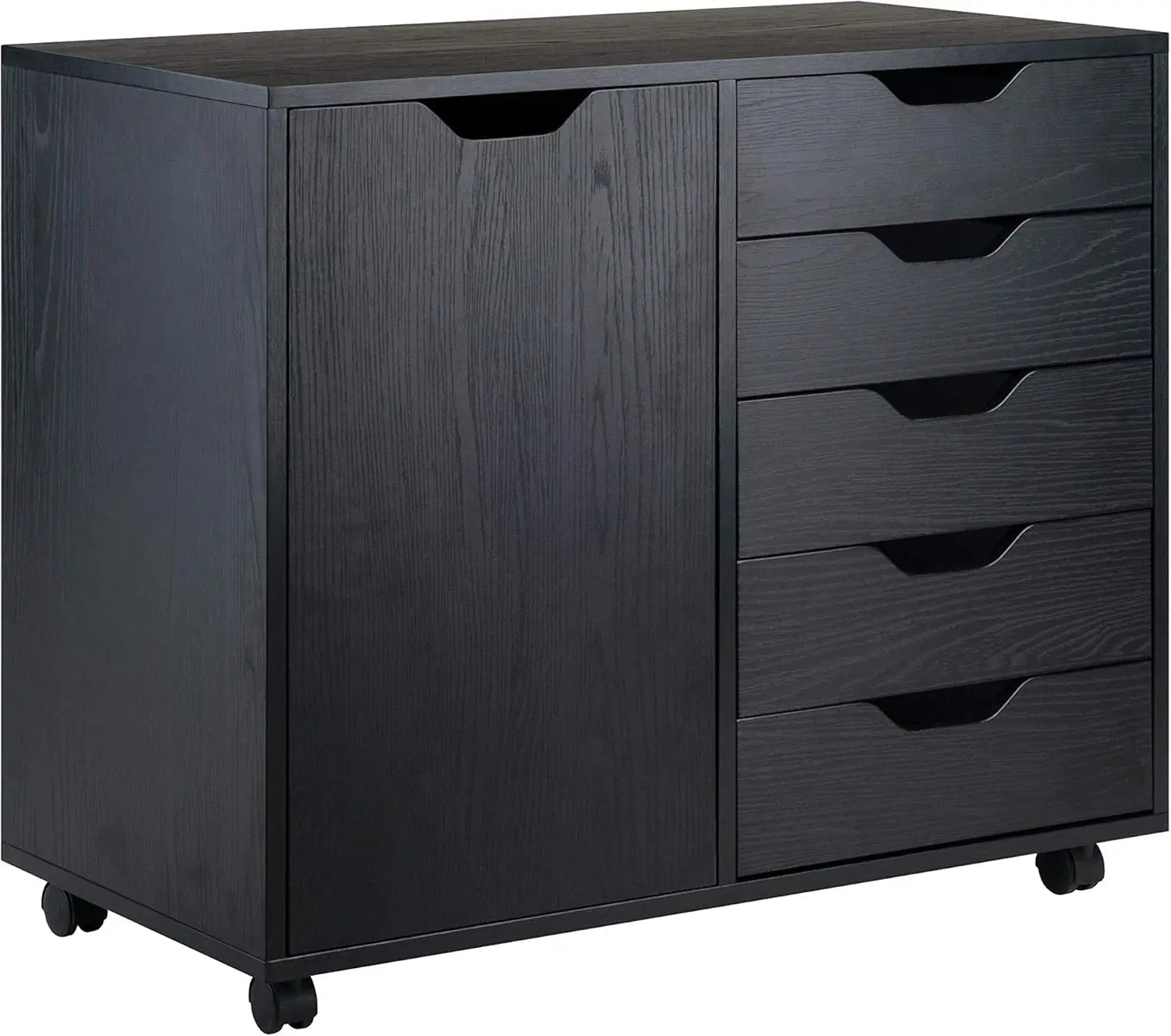 Mobile Cabinet with 5 Drawers and Side Storage