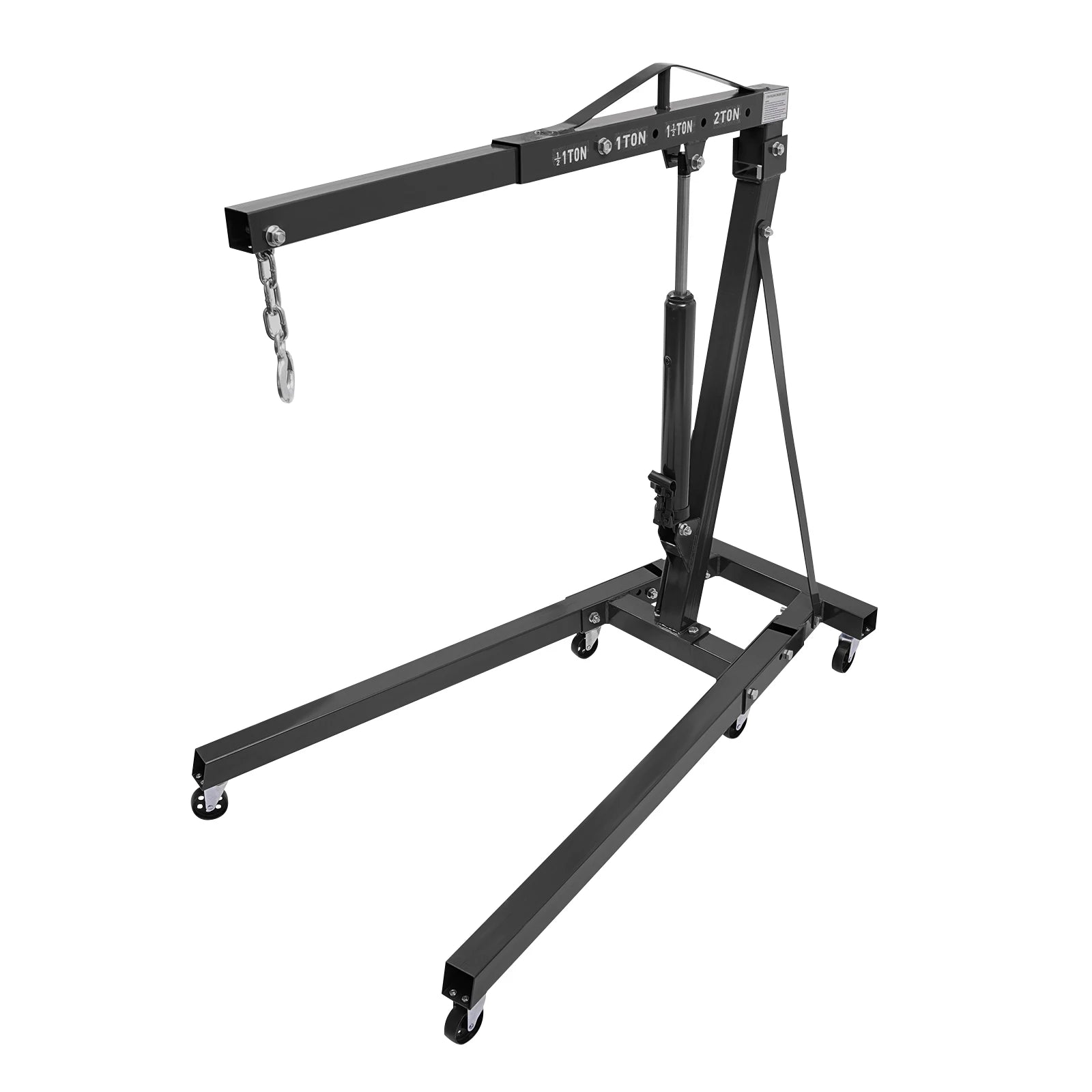 Engine Hoist 2T Folding Hydraulic Engine Motor Hoist Cherry Picker Shop Cranes Lift Black Shop Crane 4000 lb Heavy-Duty
