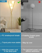 Dimmable Tripod Floor Lamp with 3 Bulbs