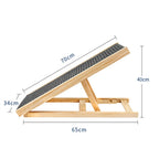 Dog Ramp, Natural Pine Wooden Lightweight Folding Anti-skid Adjustable 2 Height Climbing Ramp