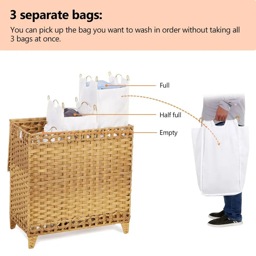 Rattan Laundry Basket with Lid