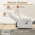 Power Small Recliner Chair for Small Spaces with Wheels and USB Ports