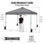 10x10ft One Push Setup Pop Up Canopy, Portable Outdoor Sun Shelter