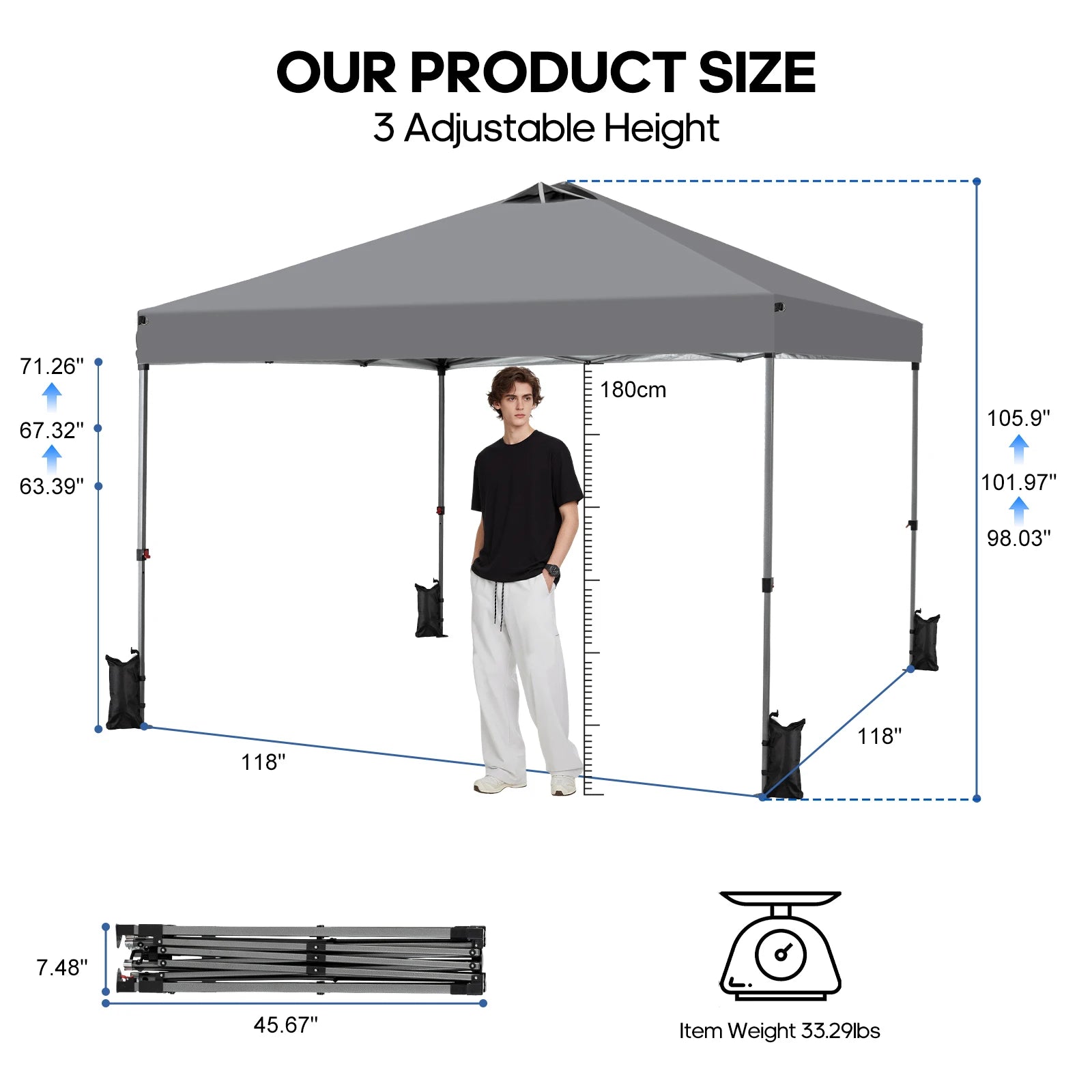 10x10ft One Push Setup Pop Up Canopy, Portable Outdoor Sun Shelter