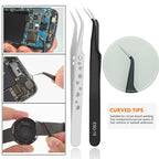9 Pcs Tweezers Set Stainless Steel Anti-Static Precision Tweezers for Electronic Mobile Phone Repair Tools