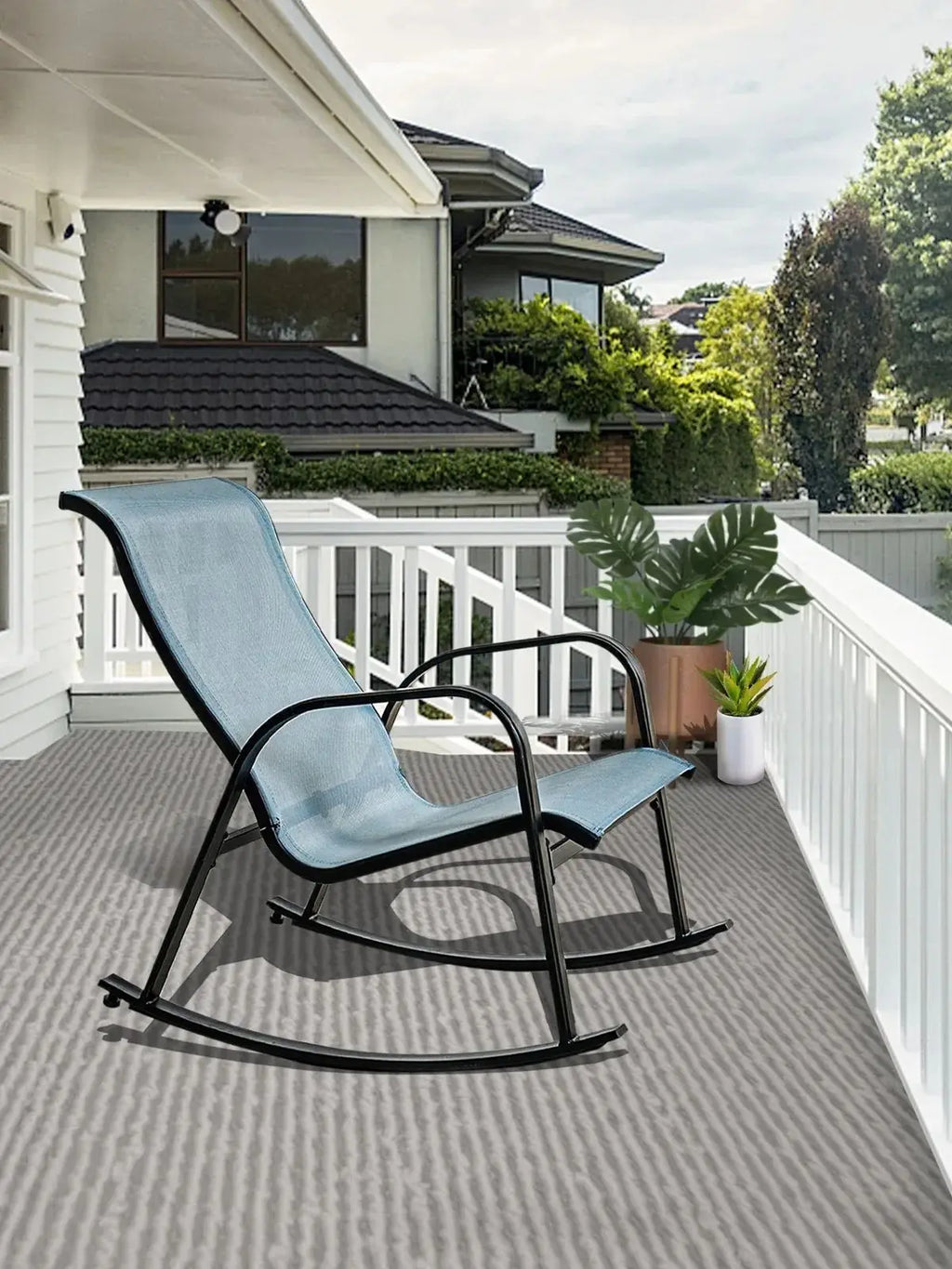 Outdoor E-coated Steel Rocker Seating for Front Porch Garden Patio Backyard