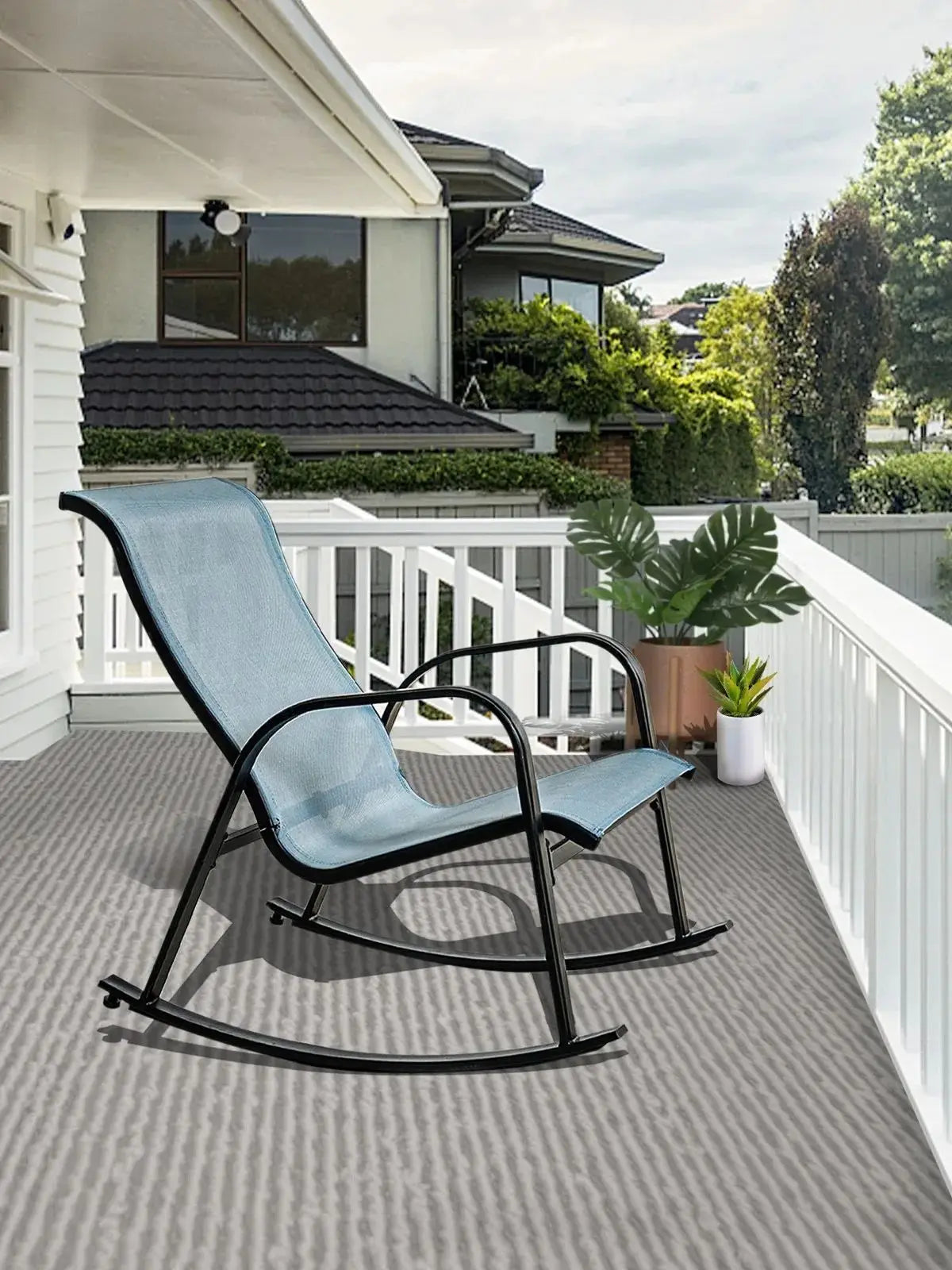 Outdoor E-coated Steel Rocker Seating for Front Porch Garden Patio Backyard