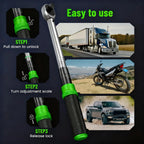 3pcs Torque Wrench Set 1/4 & 3/8 & 1/2-Inch 72 Teeth Dual-Scales ±3% Accuracy Click Torque Wrenches