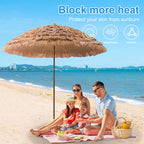 Thatched Garden Umbrella Height Adjustable for Garden Lawn Deck Backyard Patio