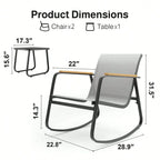 3 Piece Rocking Bistro Set With Coffee Table For Lawn, Garden,