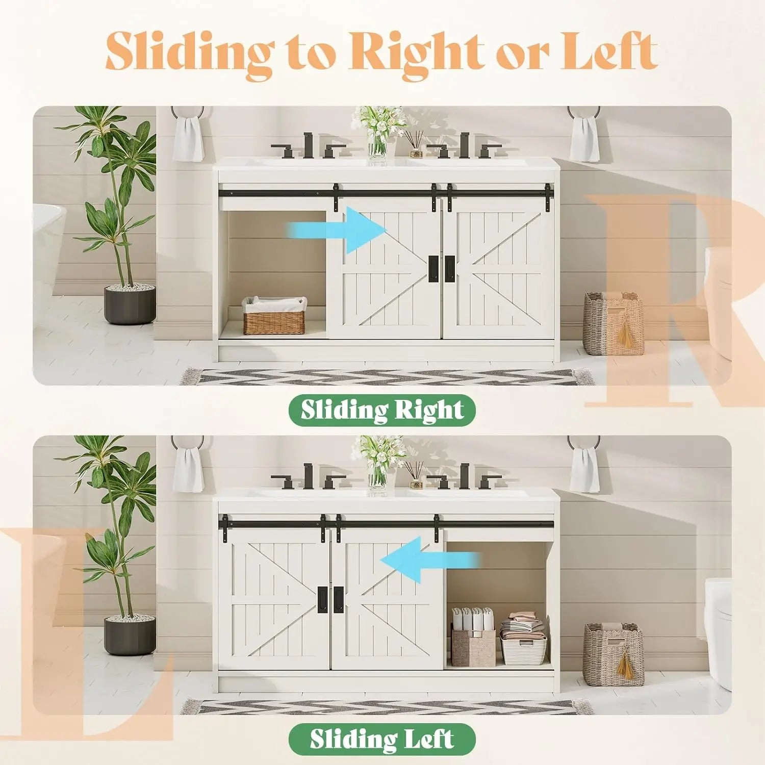 61" Farmhouse Double Bathroom Vanity with Sink Combo