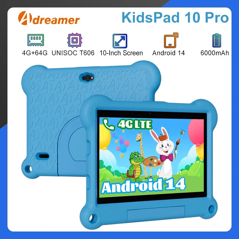 10 Inch Kids Tablet Android14 4GB RAM + 64GB ROM Tablet WIFI Google Play