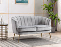 Contemporary Velvet Loveseat Chair with Gold-Finished Metal Legs, 2-Seat Sofa for Living Room, Bedroom, Home Office, Grey