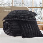 Faux Fur Reversible Comforter Set, Down Alternative Filling,