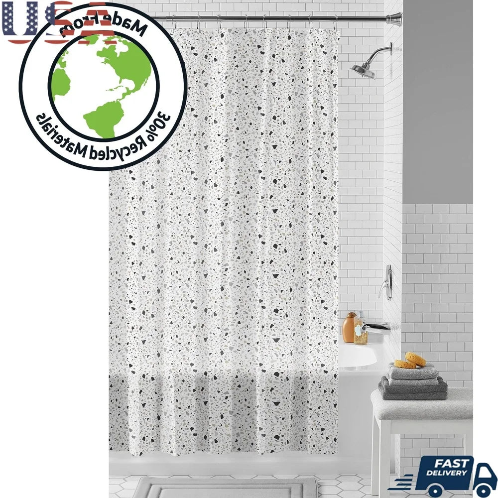 Eco-friendly Shower Curtain Set with 12 Roller Hooks