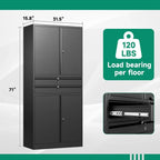 Metal Garage Storage Cabinet,71 Heavy Duty Steel Tool Cabinet with 4 Door LockAdjustable Shelves and 2 Drawer