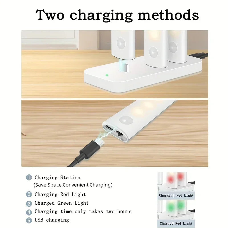 Under Cabinet Lights 1/3/5/6pcs, Motion Sensor Rechargeable  Battery Operated