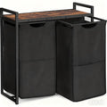 2 Compartments Laundry Basket with Shelf