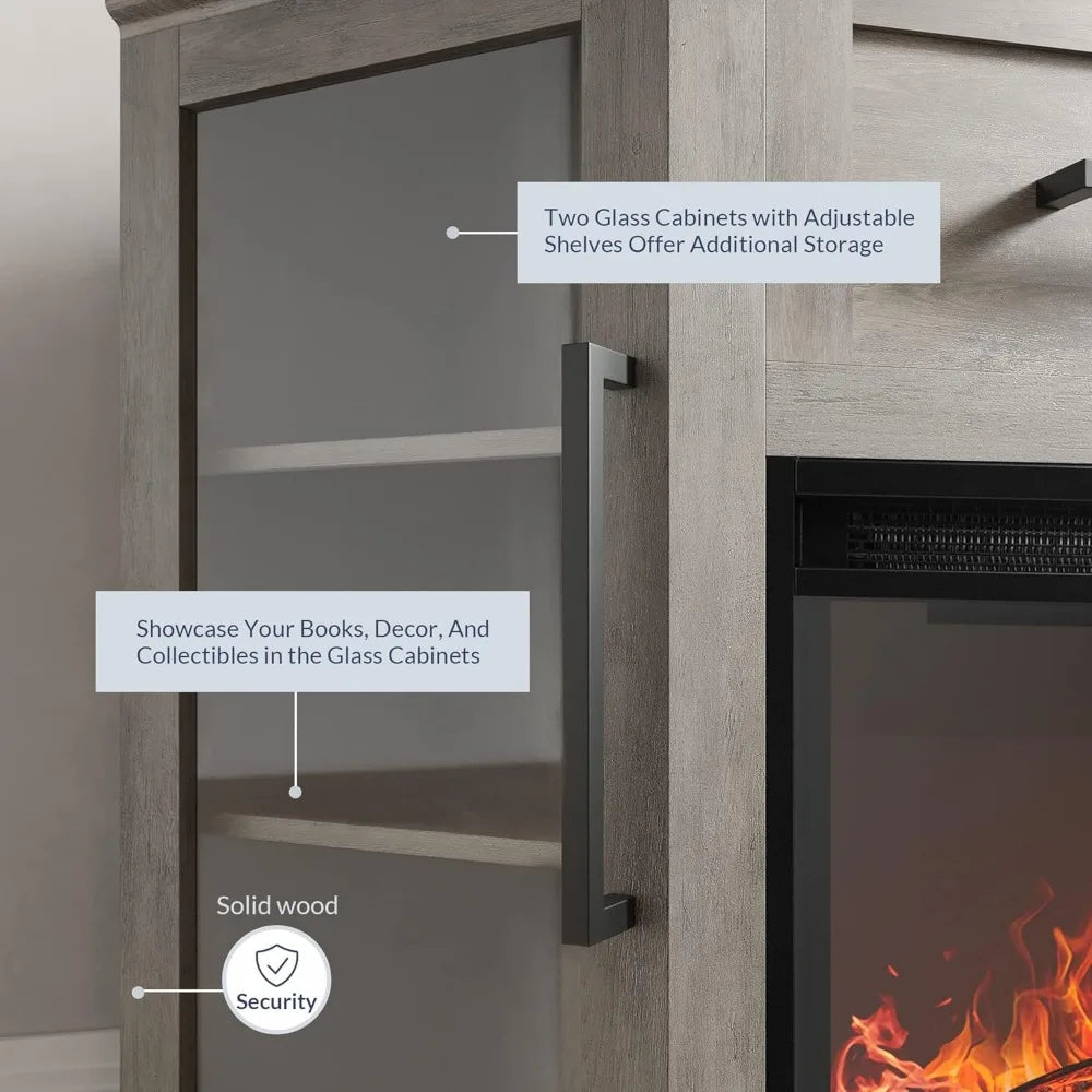 Corner TV Stand with 18" Electric Fireplace Heater for TVs up to 43"