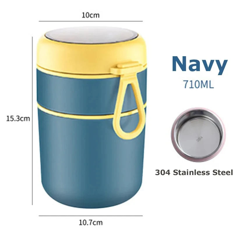 530ml/710ml Food Thermal Jar Insulated Soup Cup Thermos Containers Stainless Steel
