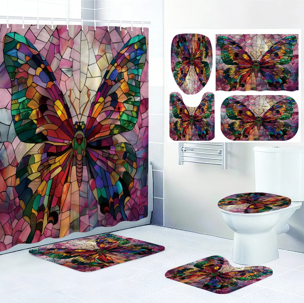 Colorful Butterfly Bathroom Four-piece Set
