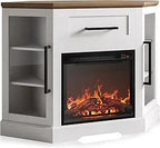 Corner TV Stand with 18" Electric Fireplace Heater for TVs up to 43"