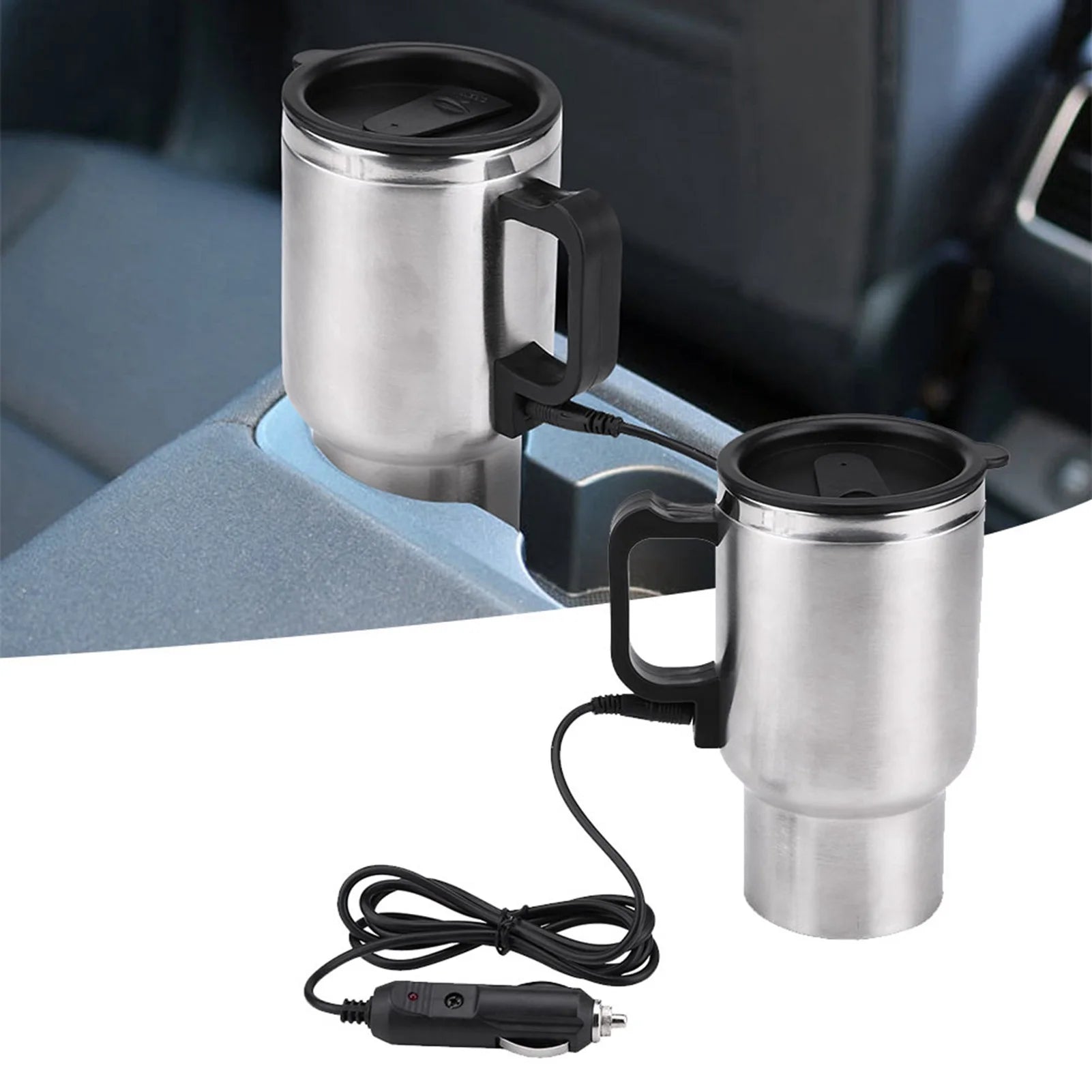 12V 450ml Electric Stainless Steel Travel Heating Coffee Cup