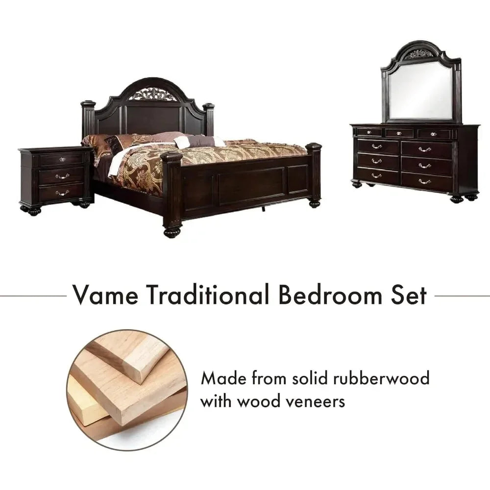 6-Piece Traditional Solid Wood Bedroom Set