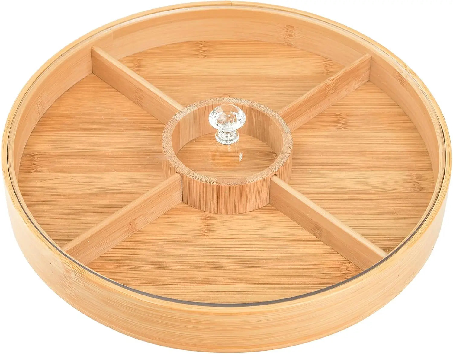 Bamboo Serving Tray with 5 Compartments, 12 Inch Food Platter