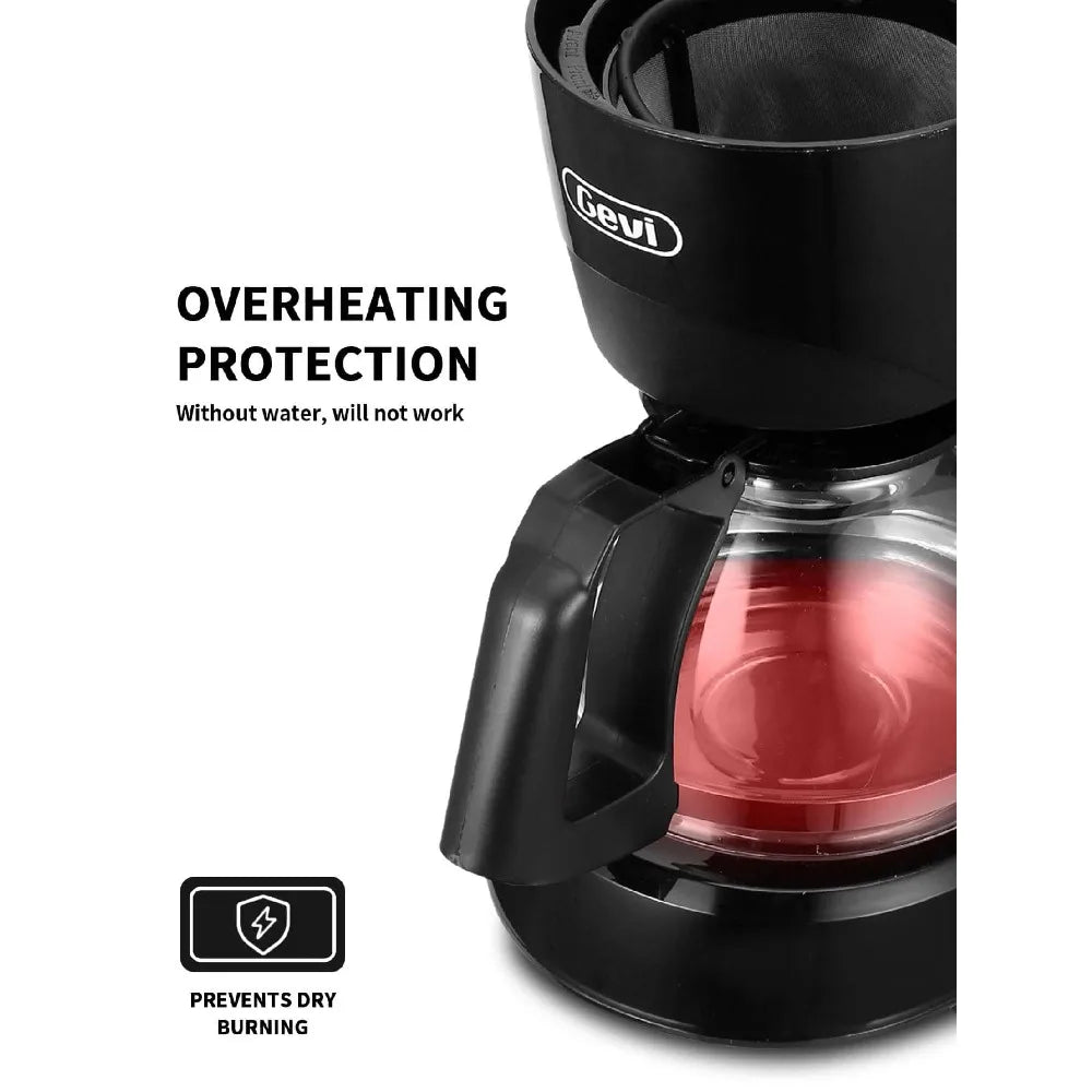 Compact Coffee Machine With Reusable Filter, Warming Plate And Coffee Pot For Home And Office