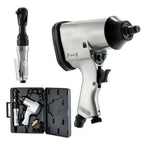 1 2" Air Impact Wrench and 3 8" Ratchet Wrench Set 19-Piece Professional Air Tool Kit with 10 CR-V Steel Impact Sockets