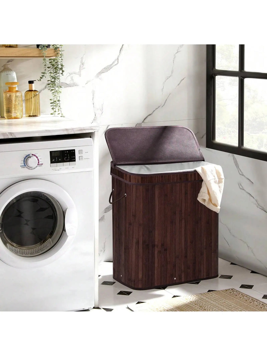26.4 Gallon Bamboo Laundry Hamper With Lid