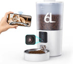 Smart Pet Feeder with Camera, Two-Way Audio, App Control, 6L Dry Food Dispenser for Cats and Small Dogs