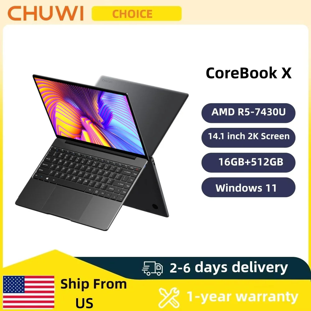 CHUWI CoreBook X Gaming Laptop  14.1 inch Lightweight Notebook  Windows 11