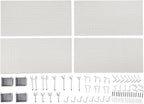 48-Piece Gray Metal Pegboard Kit for Wall Storage, Rust & Scratch Resistant