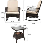 3 pcs Rocking Bistro Set for Porch Lawn Garden Backyard Deck