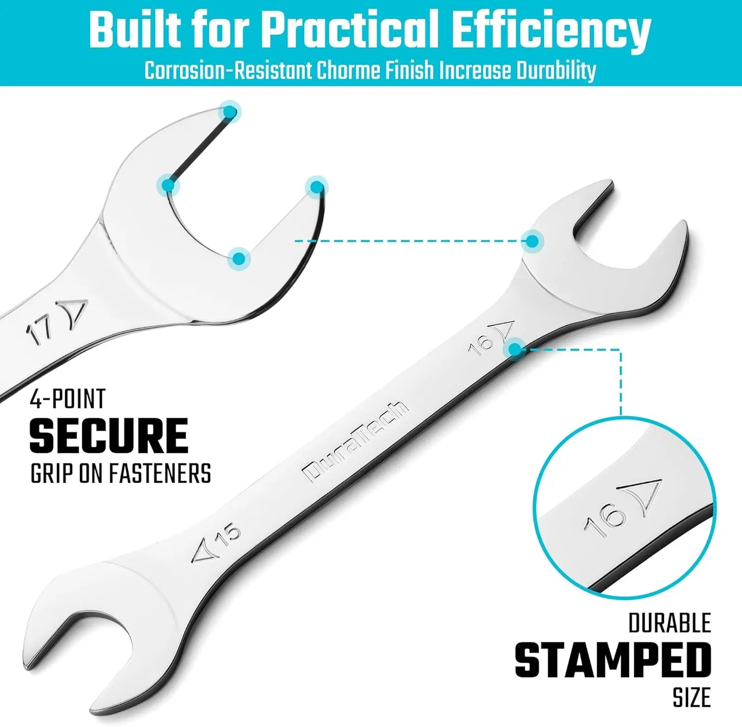 Super-Thin Open End Wrench Set, SAE & Metric, 16-Piece with EVA Tray for Tight Spaces