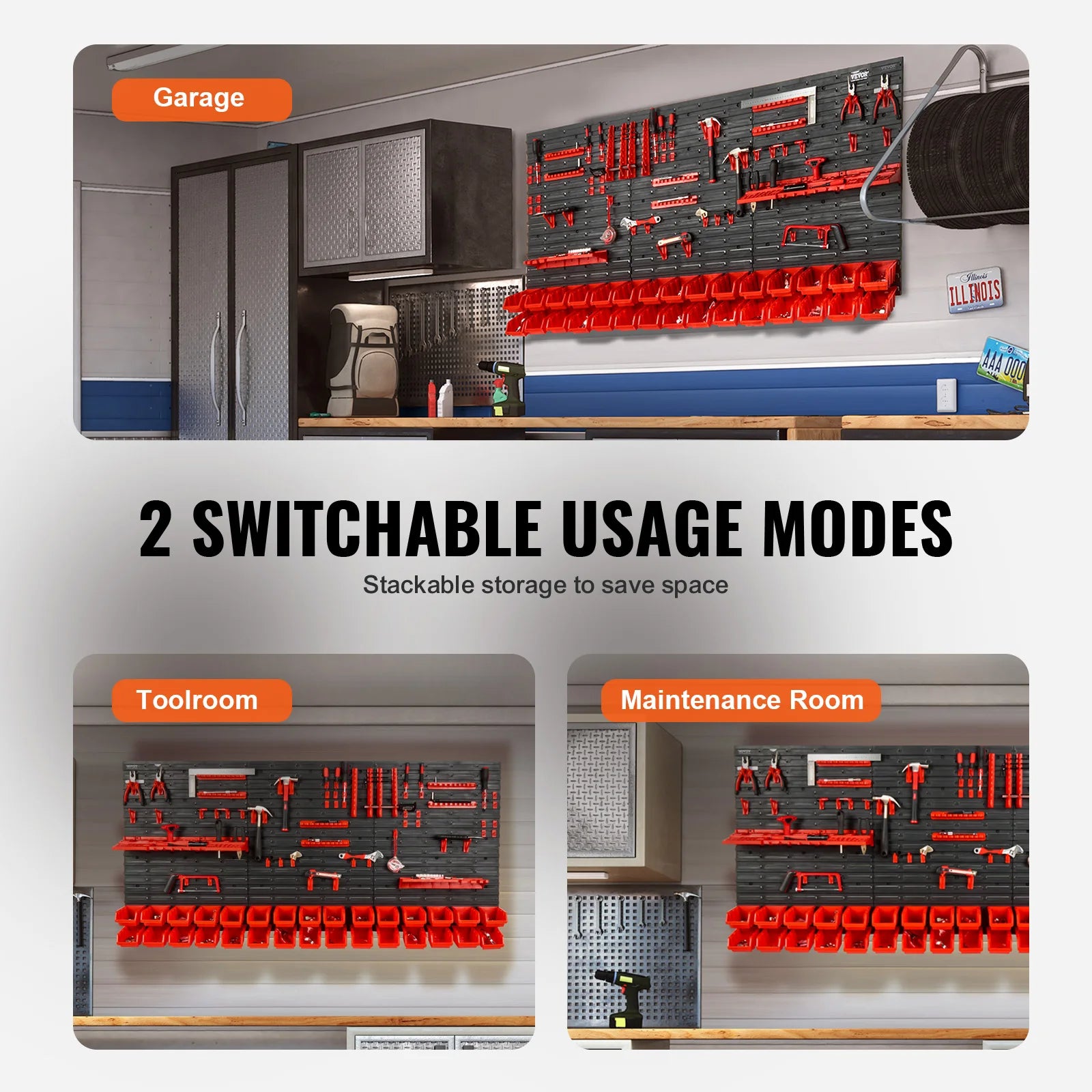 Wall Mounted Storage Bins Parts Rack Organizer