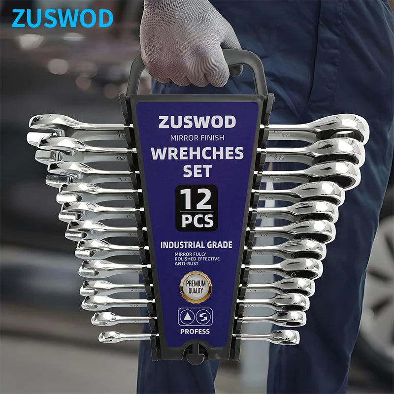 8-19mm Metric Wrench Set, Mirror Polished Chrome Vanadium Steel Bar Storage Box Combination Wrench Set, 72 Tooth Industrial Household Maintenance, Professional DIY Car Maintenance Manual Tool Set