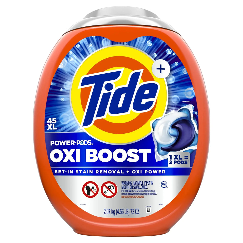 Laundry Pods (45 count), a 3-in-1 formula with stain remover and brightener for high-efficiency and standard washers