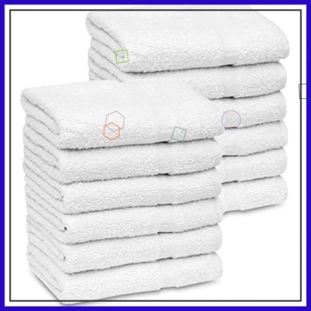 Bulk White Bath Towels 12 Pack, Lightweight Easy Care 22x44 Inches