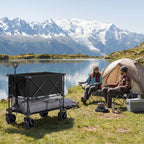 Outdoor Double Decker Wagons Cart 440 lbs Large Capacity Collapsible Foldable Cart for Grocery Garden Camping