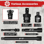 50-Piece 3/8" Impact Socket Set with SAE/Metric Sizes, Ratchet Handle & Extensions