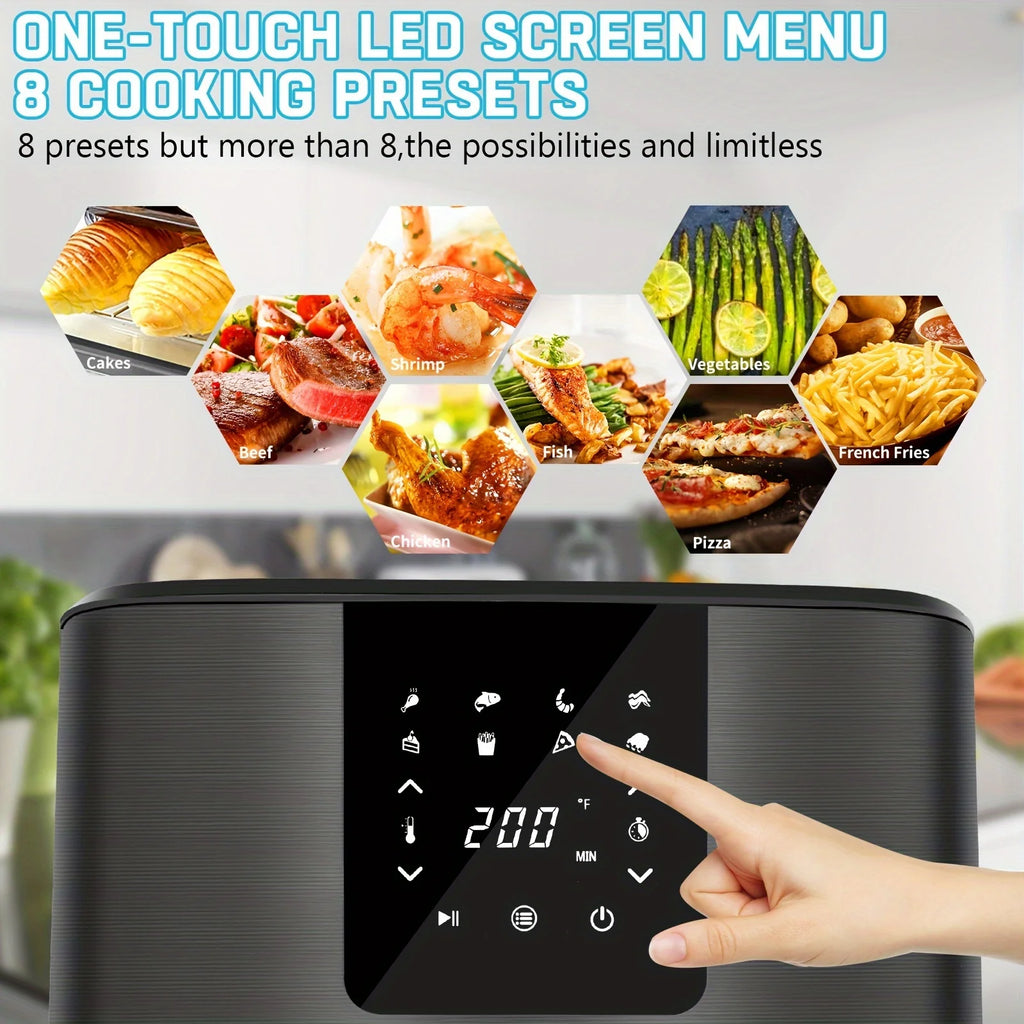 KitCook Large Air Fryer, 1500W 7QT AirFryer Cooker, Adjustable Temperature 100-400°F, 8 Presets Menu, Digital Touch Screen